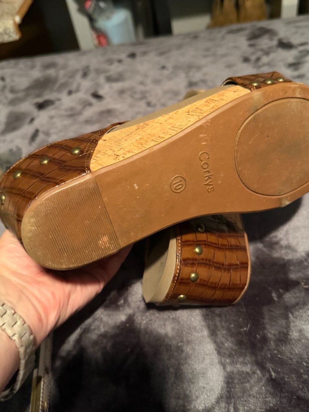 Corkys - Carley Wedge - Brown Croco - 10 - Picture 8 of 8
